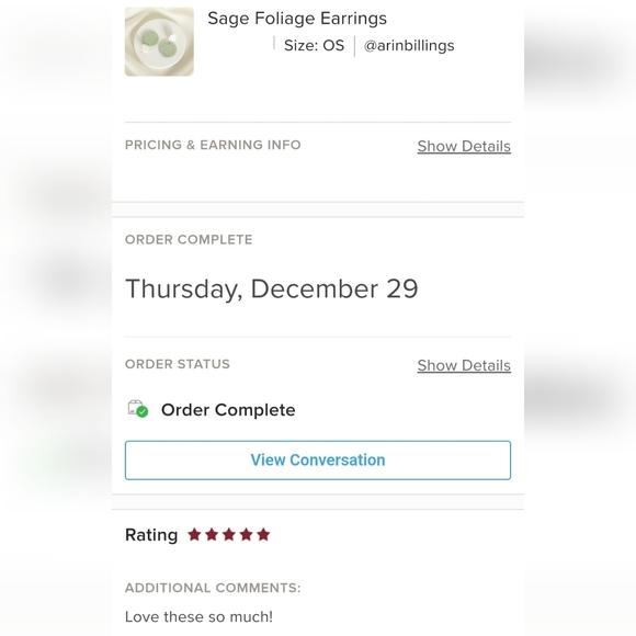 Sage Foliage Earrings - Only 3 left! - Picture 8 of 8